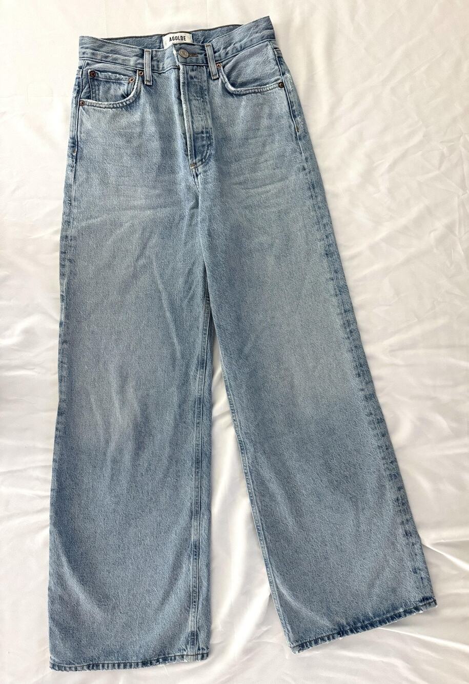 AGOLDE Dame Jeans Womens 23 Blue High Rise Wide Leg Button Fly Relaxed Denim